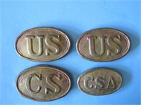 4 Replica US Civil War Lead Belt Buckles CSA OLD