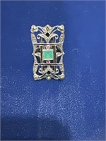 Vintage 1920s Marcasite pink sapphire emerald