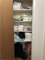 Linens in Closet Include Towels, Sheets, Comforter