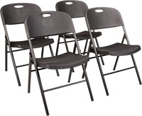 Folding Plastic Chair, Black, 4-Pack