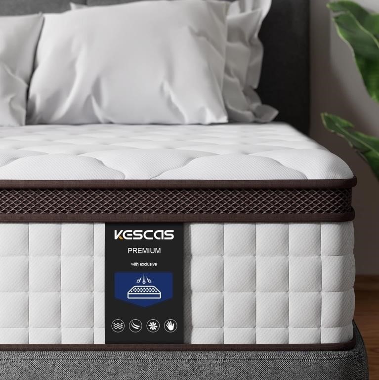 Kescas King Size Mattress, 12 Inch Hybrid