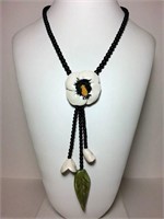 CAROL HALMY NECKLACE PORCELAIN FLOWER BEADS