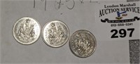 1973 & 1975(2) CDN 0.50cent coins