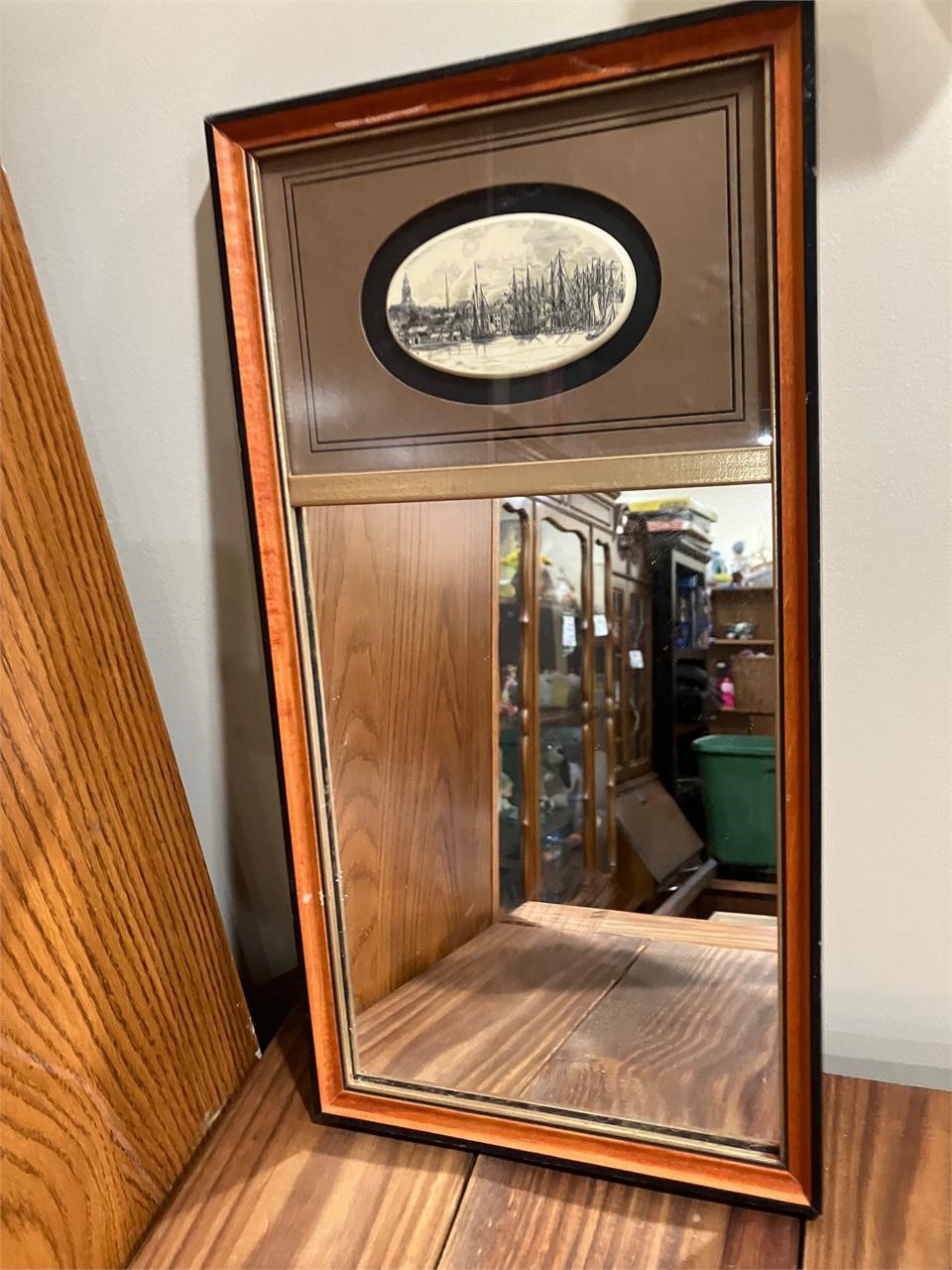 Small hanging mirror with ships
