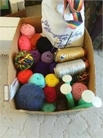 Box Of Yarn and knitting Needles