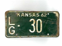 Kansas 1962 License Plate