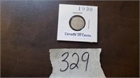 1930 Canada ten cent coin
