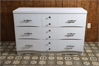 White Laminate Nine Drawer Dresser
