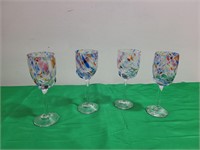 (4) Confetti Wine Glasses