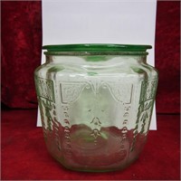 Depression glass canister w/lid cookie jar.