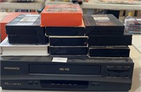 Magnavox, VCR, and group of VHS tapes
