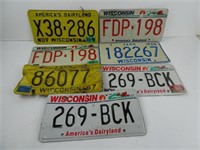 Lot of 7 Wisconsin License Plates