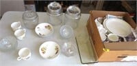 Cannisters, bowls, dish set, misc.
