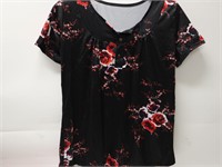 WOMEN'S FLORAL SHORT SLEEVE TOP SIZE L