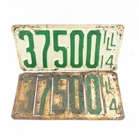 Illinois 1914 License Plate 5 Digit Set