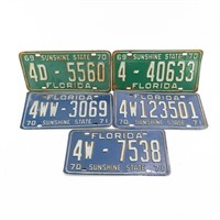 5 Florida License Plates 1969-1971