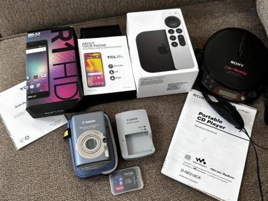 Sony Portable CD Player, Apple TV 4K, Smart Phone