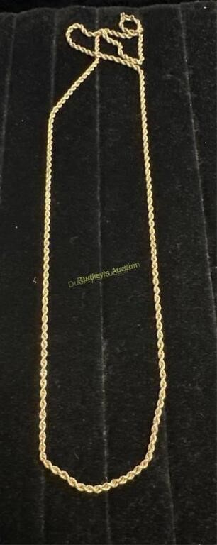 14kt Gold Rope Necklace 30" - 22.5 gtw