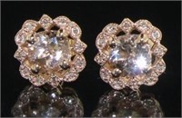 14K Rose Gold 1.55 ct Morganite & Diamond Earrings