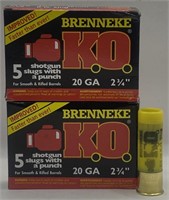 (V) Brenneke 20 Gauge K.O. Shotgun Slug Cartridges