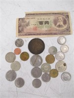 Lot of Vintage Foreign Coins & Currency