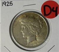 S - 1925 PEACE SILVER DOLLAR (D4)