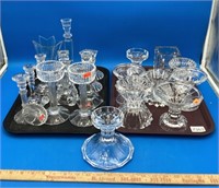 Lot Of Glass And Crystal Candleholders