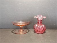 Fenton Bud Vase and Pink Depression Piece