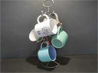 5 Coffe Cups with Metal Stand