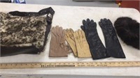 CARLOS SANTANA FAUX FUR BAG, HAT & LADIES GLOVES