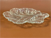 Small Glass Dish with Leaf Pattern