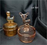 Deer, Poodle, and Lamp Glass Candy Jars