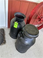 Qty 2 Milk Cans w/damage and only 1 has lid