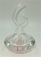 Clear w/ Pink Glass Perfume Bottle 6"