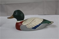 Carved, painted wood duck, 13 X 5.5"H