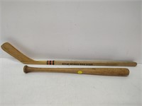 collectable miniture hockey stick & baseball bat