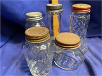 2 Glass Shakers and 3 Bottles with Lids