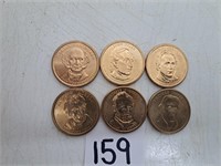6 Presidental $1 Coins Uncirculated Condition