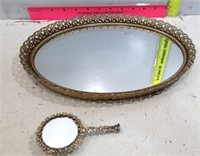 Metal Frame Dresser or Hanging Mirror & Small Mirr