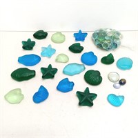 Misc glass decor fish shells starfish marbles