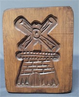 Carved Wooden Windmill Cookie Mold
