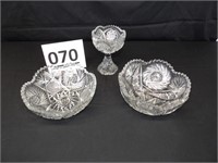 Cut Glass Bowls & Pedestal Dish