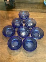 8 Aurora Cobalt Blue Depression Glass Cereal