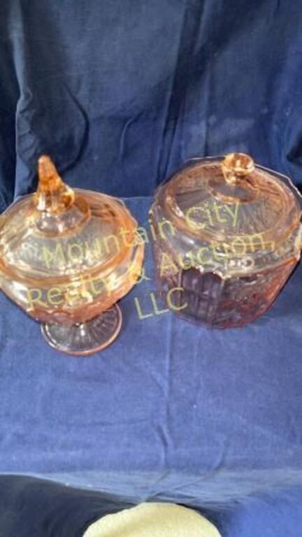 Depression Glass- Canister, Candy Dish