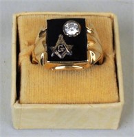 14K Gold Masonic Diamond Ring