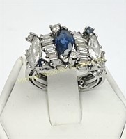 PLATINUM DIAMOND AND BLUE SAPPHIRE  RING