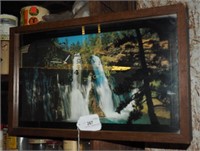 Vintage Mid Century Waterfall Picture Clock 24"