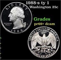 Proof 1988-s ty 1 Washington Quarter 25c Grades GE