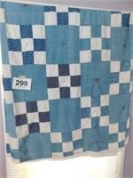 Blue and white quilt, 72" x 74"