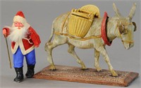 a/ CELLULOID BOBBLE DONKEY AND SANTA CLAUS